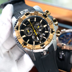 52mm Big Dial & Yellow Gold Color Bezel Men's Multi-Function Quartz Movement Waterproof Sport Watch - REEF TIGER Aurora RGA303