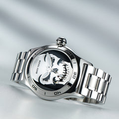 Reef Tiger RGA70S7 Men Super Luminous Automatic Sport Mechanical Skull Skeleton Watch