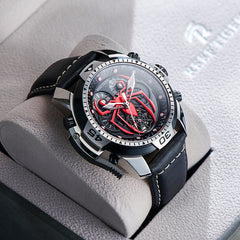 Reef Tige Aurora RGA3532-S Men's Four-Eye Multi-Functional Automatic Watch, Year, Month Date Week 24 Hours Chronograph Sports Wristwatch