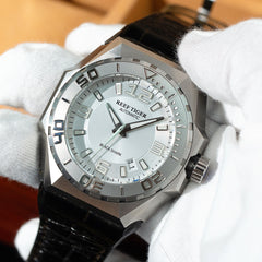 Reef Tiger RGA6903 Mens Military Automatic Mechanical Watches - Blue Silver Dial & 200M Waterproof