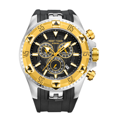 52mm Big Dial & Yellow Gold Color Bezel Men's Multi-Function Quartz Movement Waterproof Sport Watch - REEF TIGER Aurora RGA303