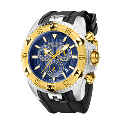 REEF TIGER Aurora RGA303 52mm Big Dial & Yellow Gold Color Bezel - Men's Chronograph Quartz Multi-Function Sport Watch