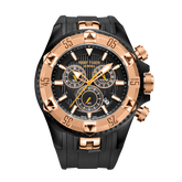 REEF TIGER Aurora RGA303 Rose Gold Men's 52mm Big Dial Sports Quartz Watch - Fashion Waterproof Multi-Function Watch