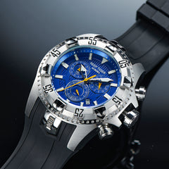 REEF TIGER Aurora RGA303 52mm Big Dial Men Sport Multifunction Quartz Wrist Watch - Luminous Calendar Waterproof Multi Function Men's Watches
