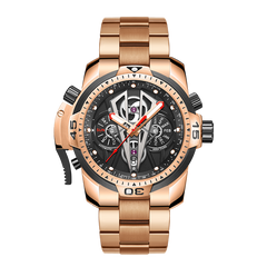 Men's Rose Gold Stainless Steel Case/Strap Automatic Mechanical Watches - Reef Tiger Aurora Concept 2 RGA3591 with Multi-Functional Sport Design