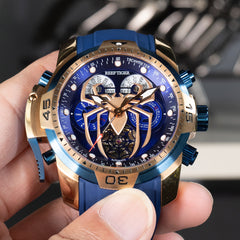 Reef Tiger Aurora Spider RGA3532-S Sports Style Men's Luxury Rose Gold Stainless Steel Automatic Mechanical Watch with Calendar