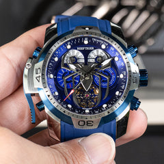 Reef Tige RGA3532-S Men's Sports Automatic Mechanical Watch - Luminous & Multi-Functional Mechanical Blue Dial Watch