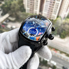 Racing Dial Watch for Men,All Black Reef Tiger RGA3069 Waterproof Stainless Steel Automatic Sports Men’s Watches