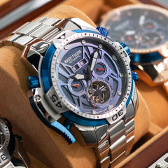 Reef Tiger Aurora RGA3532 Luxury Men's Automatic Sports Watch - Stainless Steel, Waterproof with Calendar & Luminous