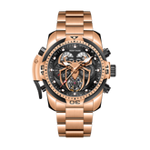 Reef Tiger RGA3532-S Men's Luxury Automatic Mechanical Watch - Rose Gold Stainless Steel, Spider Design with Luminous Dial & Calendar Feature