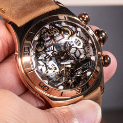 Luxury Men's Skeleton Automatic Rose Gold Skeleton Watch - Reef Tiger Aurora RGA703