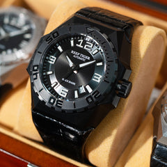 Reef Tiger RGA6903 43mm Black Case Automatic Men's Dive Watch - Perfect for Sea Wear and Watersports