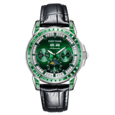 Luxury Green Zirconia Automatic Multifunctional Mechanical Moon Phase Watch - Reef Tiger Classics Philosopher RGA1988