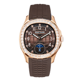 Fashion 39mm Brown Dial & Cubic Zirconia Mens Automatic Mechanical Movement Date Week Waterproof Watch - Rose Gold RGA1805