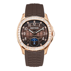 Fashion 39mm Brown Dial & Cubic Zirconia Mens Automatic Mechanical Movement Date Week Waterproof Watch - Rose Gold RGA1805