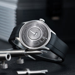 OBLVLO BLM-UFO 41MM Unique UFO-Shaped Automatic Watch with Luminous Silicone Strap And Steel Bracelet Mechanical Watch