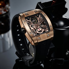 OBLVLO EM-ST Affordable Luxury Rose Gold Skeleton Automatic Watches for Men