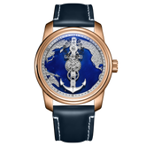 Best Affordable OBLVLO JM-Sailing Rose Gold Case & Blue Cold Enamel Dial Automatic Waterproof Business Watches For Mens