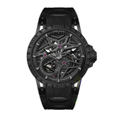 OBLVLO LMQ Cool Luxury Mens Automatic Skeleton Black PVD Case Watches - 42mm Men Mechanical Waterproof Watch