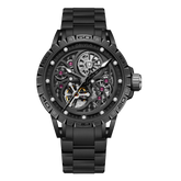 Affordable Cool OBLVLO LMS Luxury Automatic Black PVD Watches - Rubber/Leather Strap Watch for Men