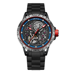 OBLVLO LMS Affordable Luxury Skeleton Watches for Men - Automatic Watch with Mechanical Movement and Skeleton Dial