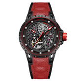 OBLVLO LMS Unique Skeleton Watches for Men - Black PVD Waterproof Sports Automatic Watch