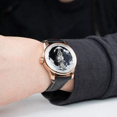 OBLVLO JM-Sailing Best Affordable Luxury Rose Gold & Black Cold Enamel Dial Automatic Unique Dress Watches For Men