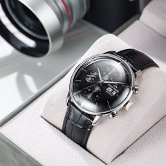 Affordable Luxury Dress Mechanical Watch For Men - Best Reef Tiger RGA1699 Black & Multifunction Three Eyes Subdial