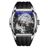 Affordable Luxury Mens Silver Dragon Watches - Reef Tiger RGA3061 Unique Automatic Mechanical Watch