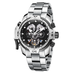 Reef Tiger Aurora RGA3503 Automatic Watch for Men - Year/Day/Date Calendar, luminous Hands and Markers, and Rotating Bezel