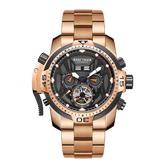 Rose Gold Reef Tiger Aurora RA3532 Men's Automatic Mechanical Watch - Sports Design, Durable Stainless Steel Case/Strap