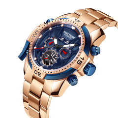 Reef Tiger Aurora RGA3532 Men's Automatic Mechanical Watch - Rose Gold Stainless Steel Case/Strap Wristwatch