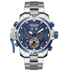 Reef Tiger Aurora RGA3532 Luxury Men's Automatic Sports Watch - Stainless Steel, Waterproof with Calendar & Luminous