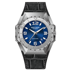Reef Tiger RGA6903 Men's Diving Watch 20ATM Automatic Movement Wristwatch - Blue Dial & 200M Waterproof