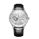 Luxury Men's Automatic Mechanical Dress Watch with White Tourbillon Style Dial Design - Reef Tiger Classic Glory RGA8239