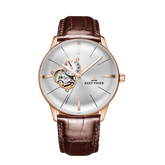 Reef Tiger RGA8239 Classic Business Mechanical Rose Gold Watch For Men, Luxury Tourbillon Style Dial Design