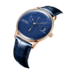 Rose Gold 42MM Blue Dial Men's Fashion Business Automatic Mechanical Watch - REEF TIGER Seattle Navy 2 Dress Wristwatch