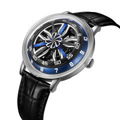 OBLVLO SCM-SK Unique Blue Supercar Alloy Wheels Dial Automatic 42mm Watch - Cool Waterproof Watches for men