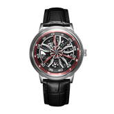 OBLVLO SCM-SK Unique Red Skeleton 42mm Supercar Alloy Wheels Dial Watches - Men Automatic Super Luminous Mechanical Mens Dive Watch