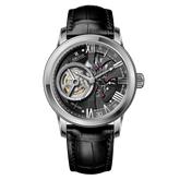 Black Dial 42mm Automatic Mechanical Tourbillon Style Watch For Men - Steel / Zirconia Bezel Dress Watches - OBLVLO VMQ