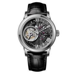 Black Dial 42mm Automatic Mechanical Tourbillon Style Watch For Men - Steel / Zirconia Bezel Dress Watches - OBLVLO VMQ