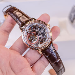 OBLVLO VM TB Mens Skeleton Tourbillon Watches - Zirconium Diamond Inlaid Bezel Watches for Men