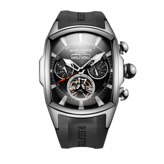 Reef Tiger Aurora Tank II RGA3069 Men's Automatic Watch - Stainless Steel 45 MM Case / Black Rubber Strap