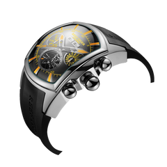 Reef Tiger Aurora Tank II RGA3069 Men's Automatic Watch with Mechanical Movement and Skeleton Tourbillon Style Dial