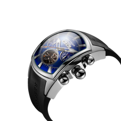 Reef Tiger Aurora Tank II RGA3069 - Mens Waterproof Automatic Self Winding Skeleton Tourbillon Style Dial Watches