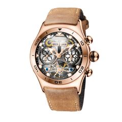 Luxury Men's Skeleton Automatic Rose Gold Skeleton Watch - Reef Tiger Aurora RGA703