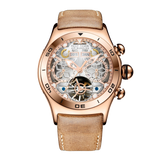 Rose Gold Reef Tiger Aurora RGA703 Men's Automatic Watch with Mechanical Movement and Skeleton Dial