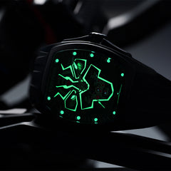 Reef Tiger RGA3061-LEO Hot Trendy Fashion All Black Men Super Luminous Skeleton Automatic Self-Wind Watches