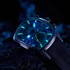 Reef Tiger Aurora Tank II RGA3069 Mens Automatic Skeleton Watches for Men - All Black Case & Rubber Strap