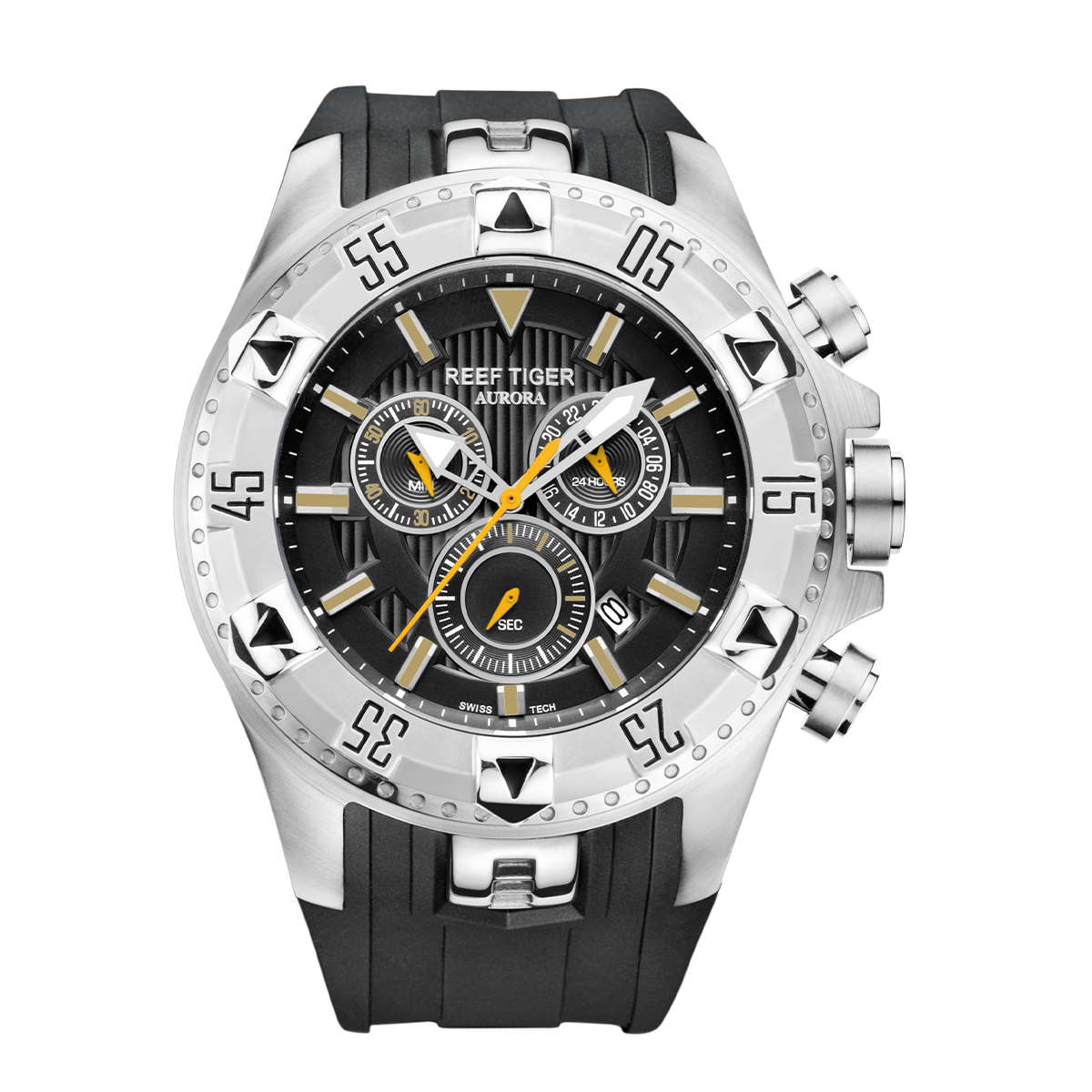 52mm Big Dial Men's Chronograph Quartz Multi-Function Waterproof Sport Watch - REEF TIGER Aurora RGA303